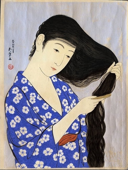 Woman brushing her hair, an image of narcissism pointing towards to Jung's concept of individuation