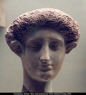 Stone bust of Persephone. jungian therapy analysis