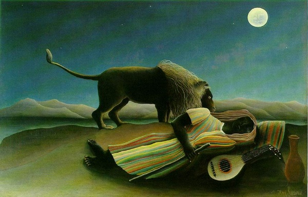lion nuzzles sleeper.jungian psychoanalysis